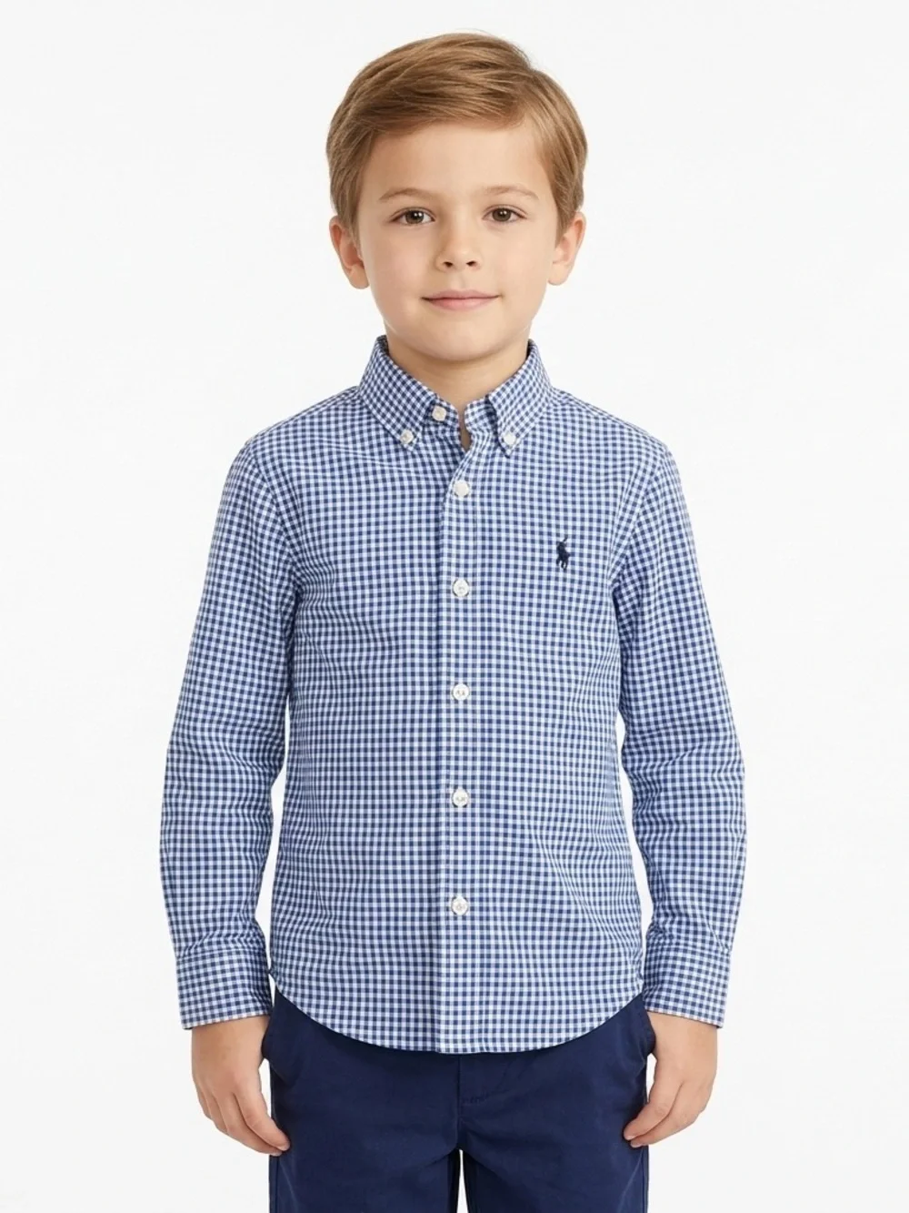 Polo Ralph Lauren Boys Gingham Button Down Shirt Long Sleeve Size 6